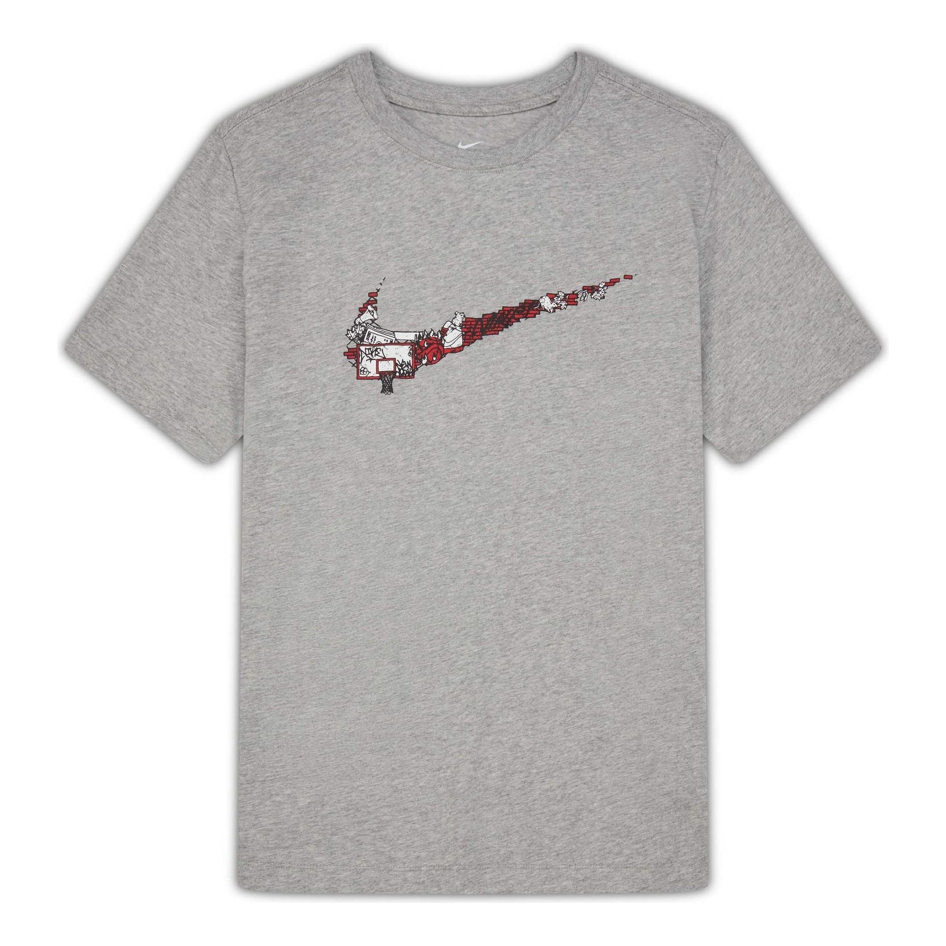 Men's Nike Cartoon Pattern Large Logo Printing Round Neck Casual Short Sleeve Dark Grey T-Shirt DR1288-063