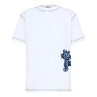 Men's DIOR x Kenny Scharf Crossover SS22 Tiger Embroidered Short Sleeve White 213J646A0677-C085