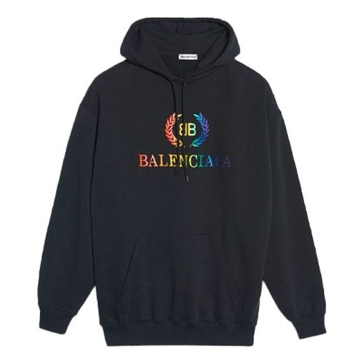 (WMNS) Balenciaga Embroidered Hoodie Black 570798TEV501000