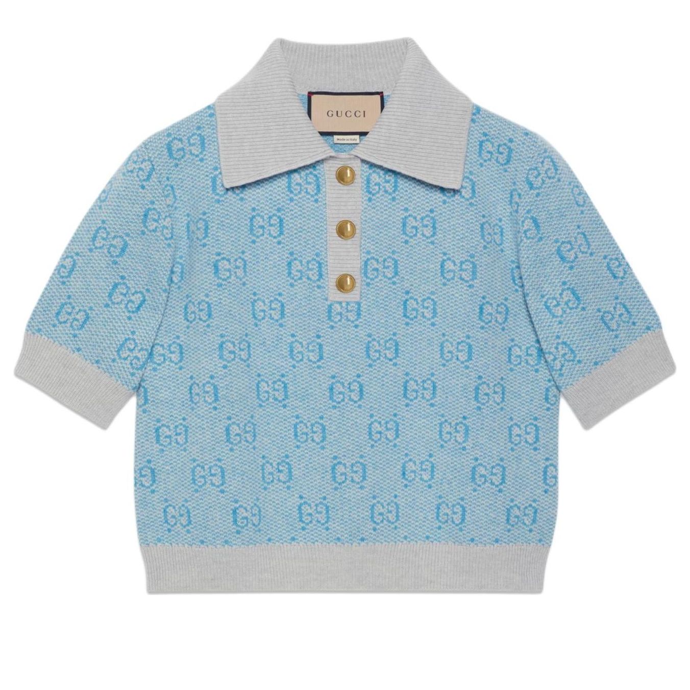 (WMNS) Gucci GG Wool Jacquard Polo 'Light Blue' 773631-XKDK5-4576