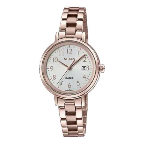 CASIO SHEEN Series Fashion Stylish Watch Solar Charging Stainless Steel Strap Solar Powered Rose Gold Analog SHS-D100CG-7AJF