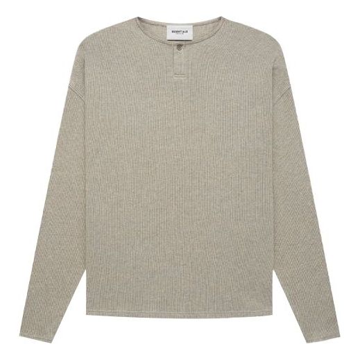 Fear of God Essentials FW21 Thermal Henley Long Sleeve Tee 'Heather Oatmeal' FOG-FW21-037