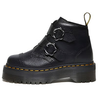 (WMNS) Dr. Martens Devon Flower Buckle Leather Platform Boots 'Black' 27642001