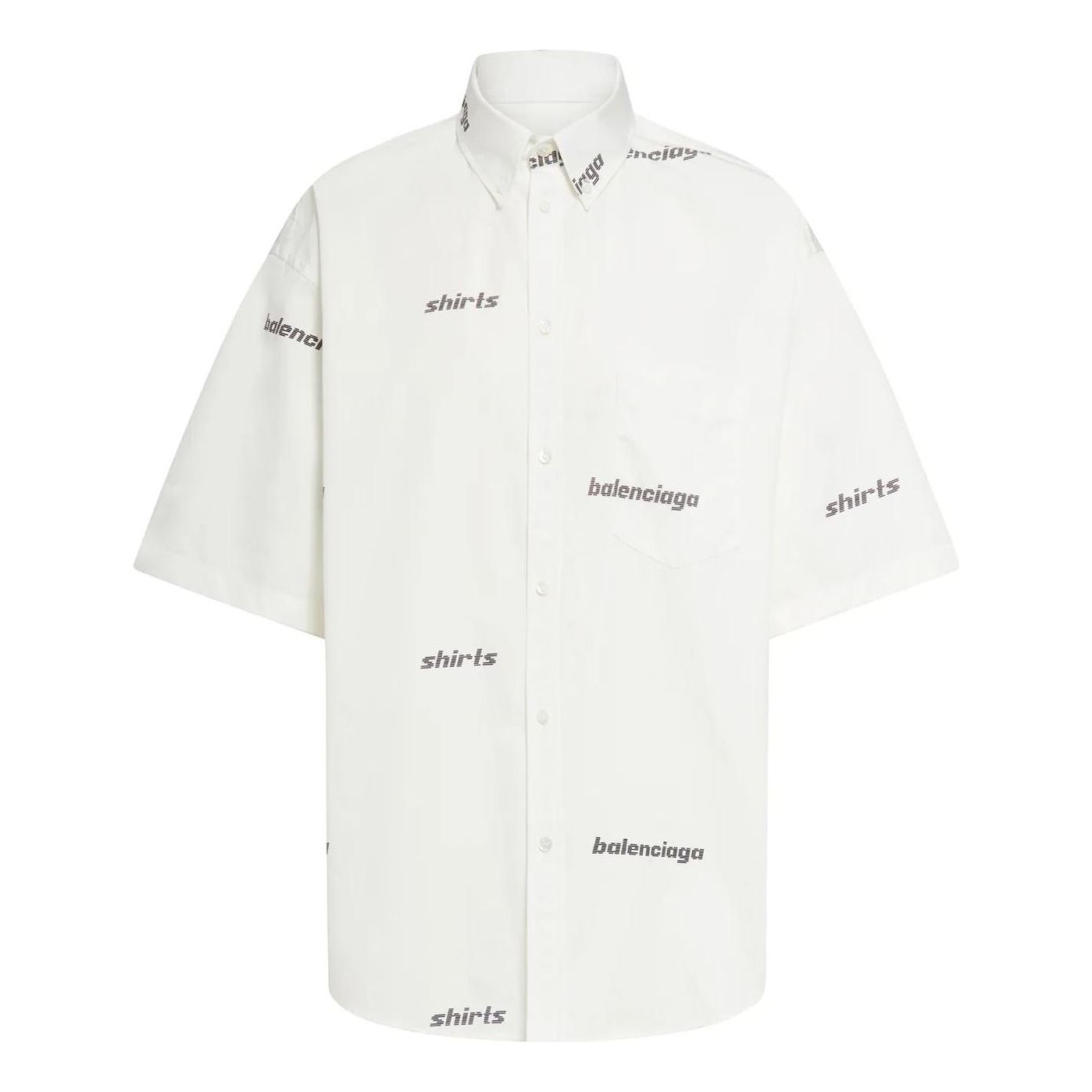 Balenciaga All Over Logo Short Sleeve Shirt 'White Black' 681702TOL659040