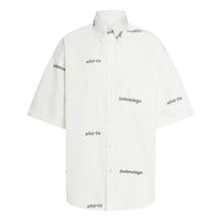 Balenciaga All Over Logo Short Sleeve Shirt 'White Black' 681702TOL659040