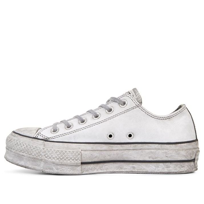 (WMNS) Converse Chuck Taylor All Star Leather Smoke Platform Low Top Retro Pure White 562911C