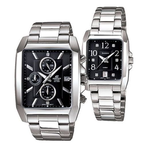 CASIO Couple Waterproof Sports EDIFICE SHEEN Black Analog EFR-511D&SHE-4023D-1