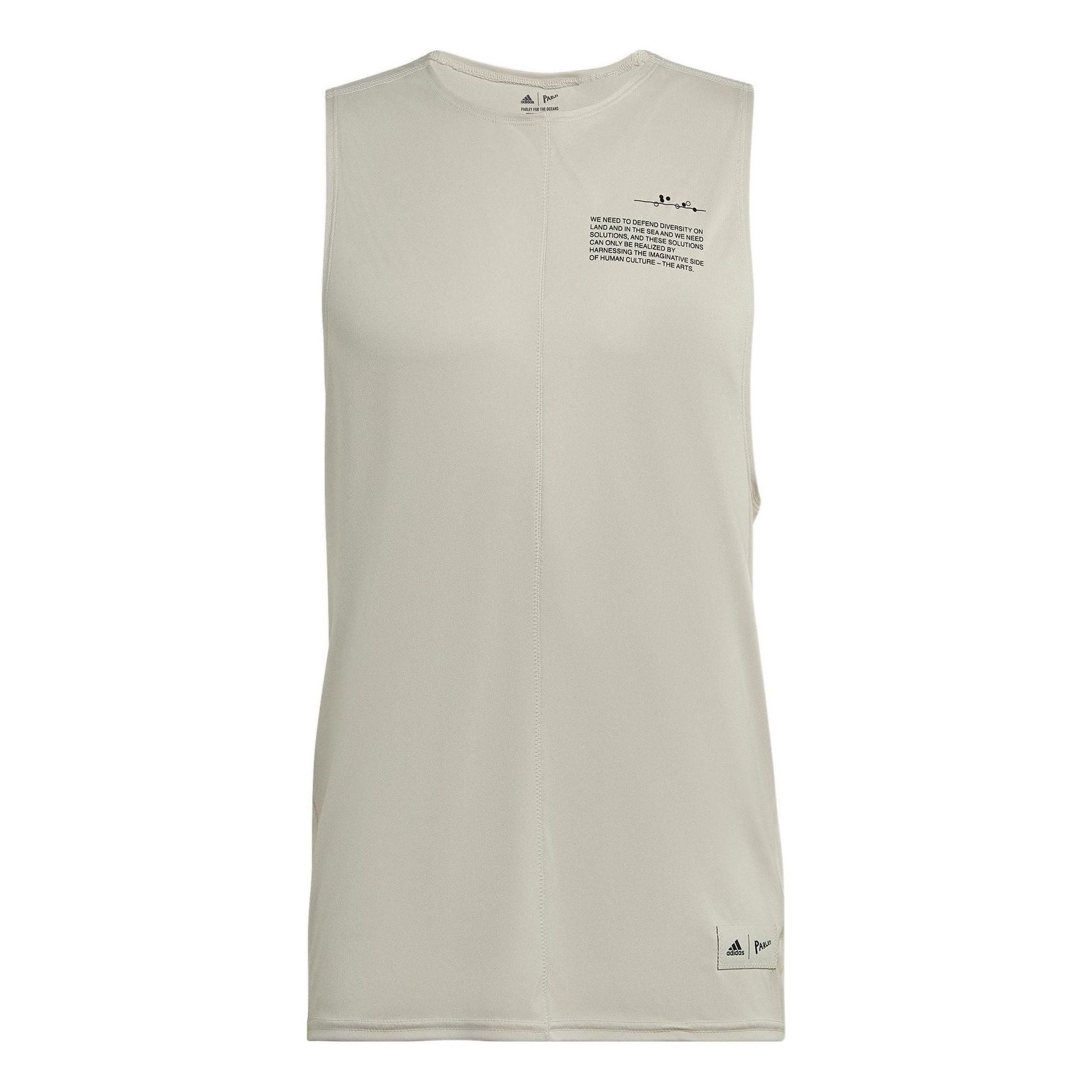 adidas Solid Color Alphabet Sports Training Vest Unisex Bauxite Brown HG6442