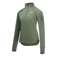(WMNS) New Balance Logo Heat Grid Half Zip Top Asia Sizing 'Olive Green' WT23252-DO1