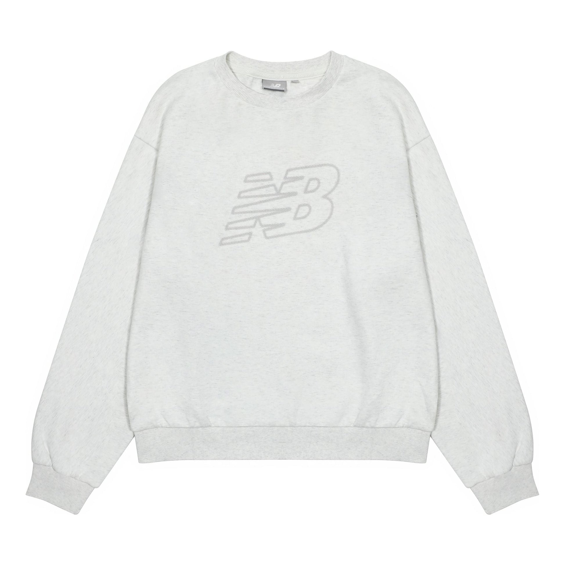 (WMNS) New Balance Logo Sweatshirt Asia Sizing 'White Grey' 5CC39752-OA