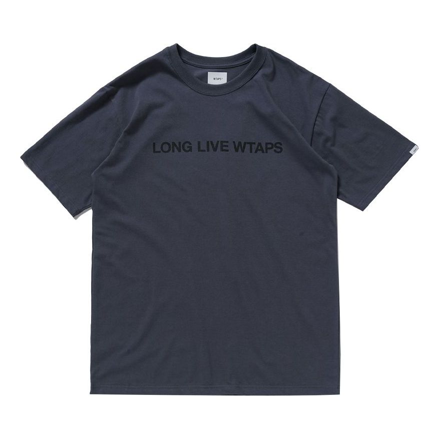 Men's WTAPS Alphabet Slogan Logo Short Sleeve Blue 201PCDT-ST02S
