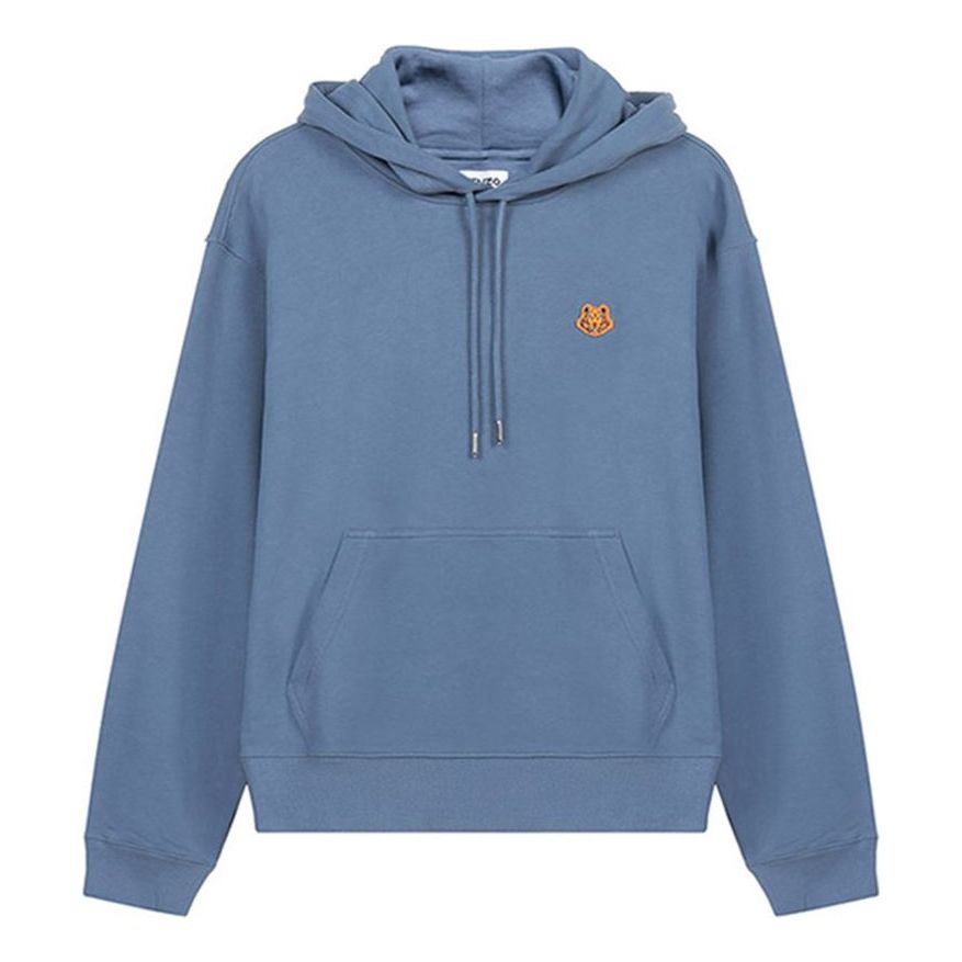 Men's KENZO SS21 Embroidered hooded Long Sleeves Blue FB55SW3604ML-67