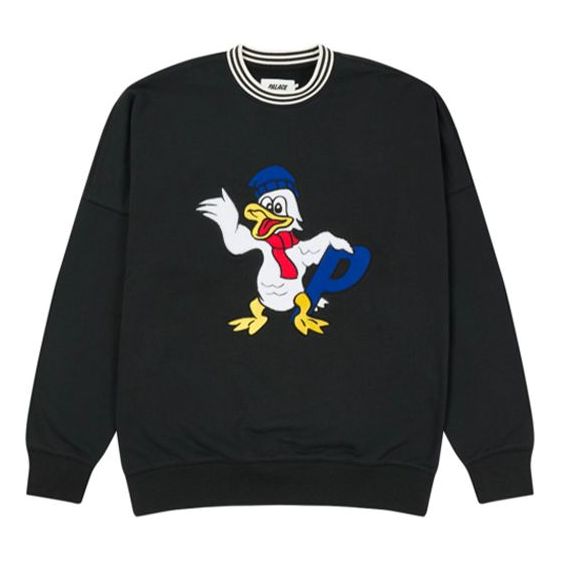PALACE Unisex FW20 Chilly Duck Out Crew Round-neck Sweatshirt Black PAL-FW20-419