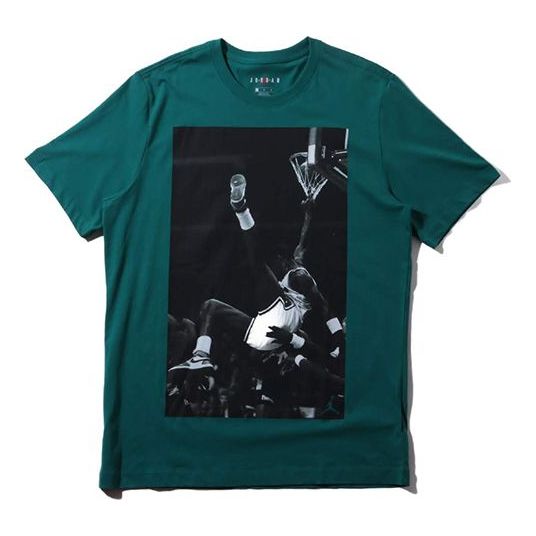 Air Jordan Hangtime Photo Printing Short Sleeve Green AQ3709-340