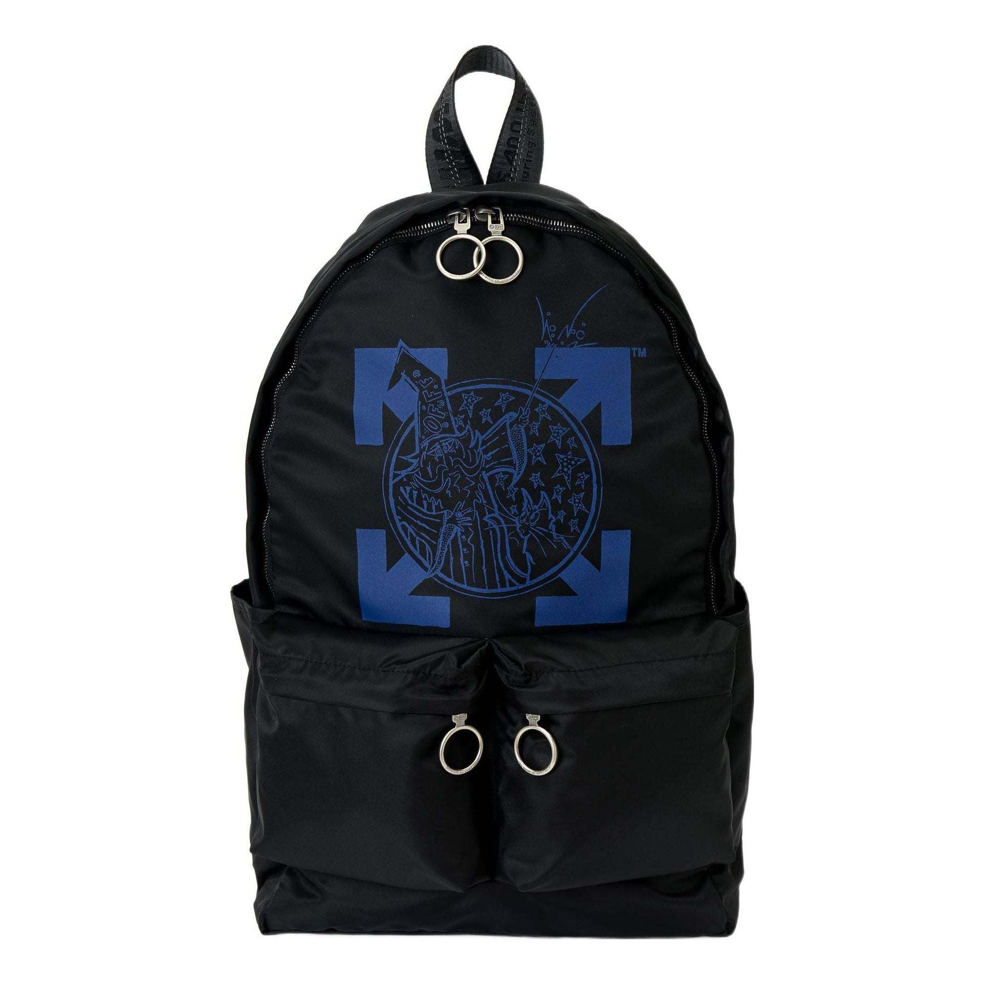 Men's Off-White Classic Arrow Logo Adornment Zipper Handbag Backpack Black OMNB003F19E480171030
