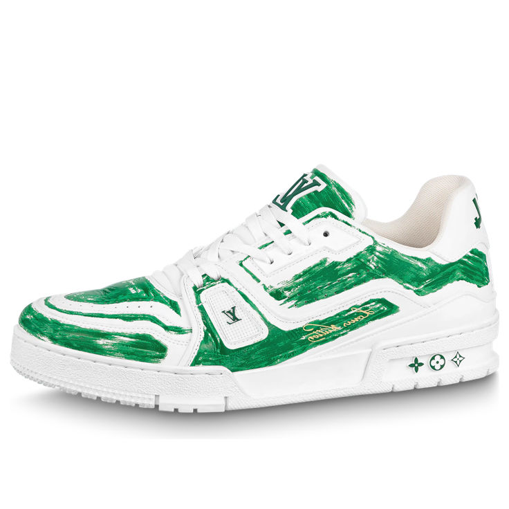 LOUIS VUITTON LV Trainer Sneakers 'White and Colored In Green' 1ABLX1