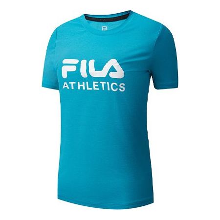 (WMNS) FILA Alphabet Logo Printing Round Neck Short Sleeve Blue A11W011130F-TQ