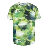Off-White SS21 Alphabet Printing Tie Dye Short Sleeve Loose Fit Green OMVA021I21FAB0028400