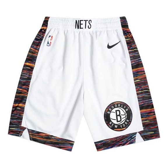 Nike NBA City Edition Swingman Brooklyn Nets Sports Splicing Basketball Shorts White BV5861-100