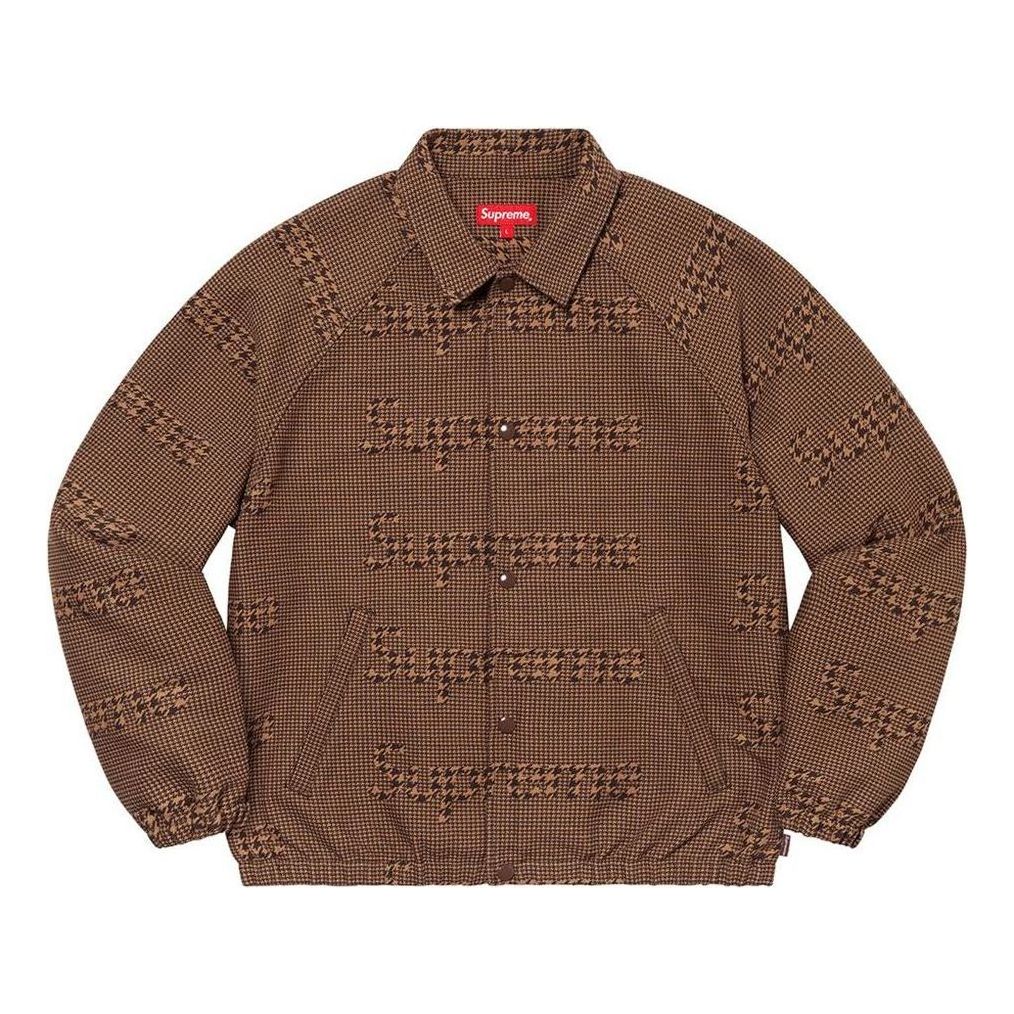 Supreme Houndstooth Logo Snap Front Jacket 'Brown' SUP-FW20-081