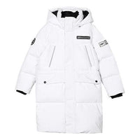 (GS) Skechers SKX Hooded Long Down Jacket 'White Black' P423B014-0019