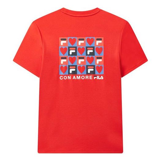 FILA Back Heart Shape Printing Pattern Short Sleeve Red F11M028111F-RD