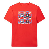 FILA Back Heart Shape Printing Pattern Short Sleeve Red F11M028111F-RD