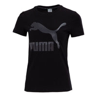 (WMNS) PUMA Classic s Contrast Colors Logo Printing Round NeckSport Short Sleeve Black 532282-56