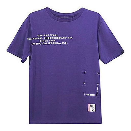 Men's Vans Alphabet Logo Printing Round Neck Short Sleeve Purple VN0A4P45Y0X