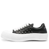Alexander McQueen Deck Spike-Stud Lace-Up Sneakers 'Black White Silver' 705810WHT9K1081