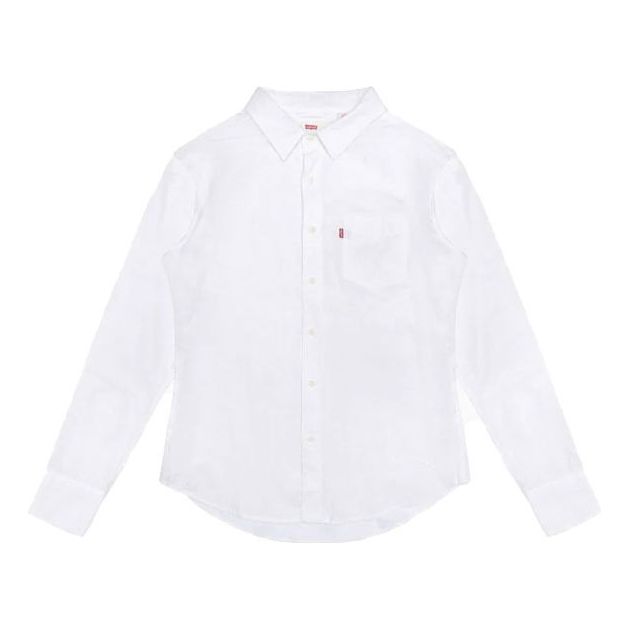 Men's Levis Solid Color Long Sleeves Shirt White 86619-0008