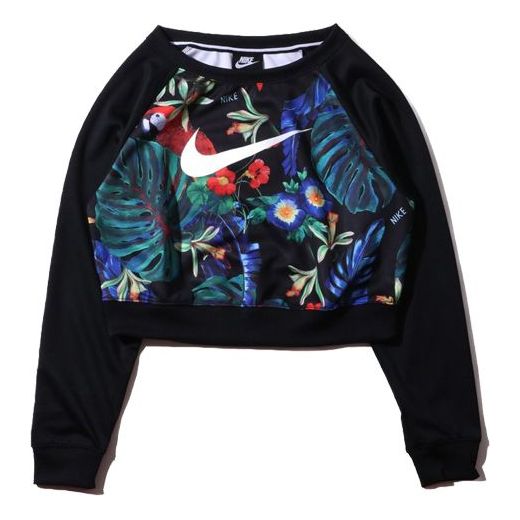 (WMNS) Nike Sportswear Print Crew Neck Shirt Black/Rainbow AQ9723-010
