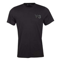Men's Y-3 Solid Color Logo Printing Round Neck Short Sleeve Black CY6936