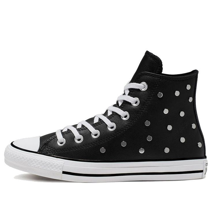 (WMNS) Converse Chuck Taylor All Star Studs High Top Leather Spot Rivet Black 565849C