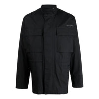 Men's Off-White FW22 Solid Color Pocket Zipper Back Printing Black Jacket OMEL021C99FAB00110101010