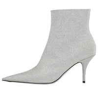 (WMNS) Balenciaga 85mm Knife Glitter Boots 'Silver' 579280WA7018163