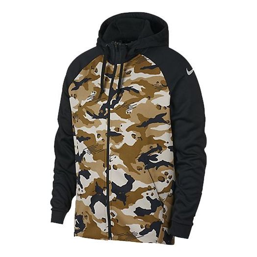 Nike Therma Camo Men s Sport Casual Hat Zip Jacket Yellow/Camo AR3112-010
