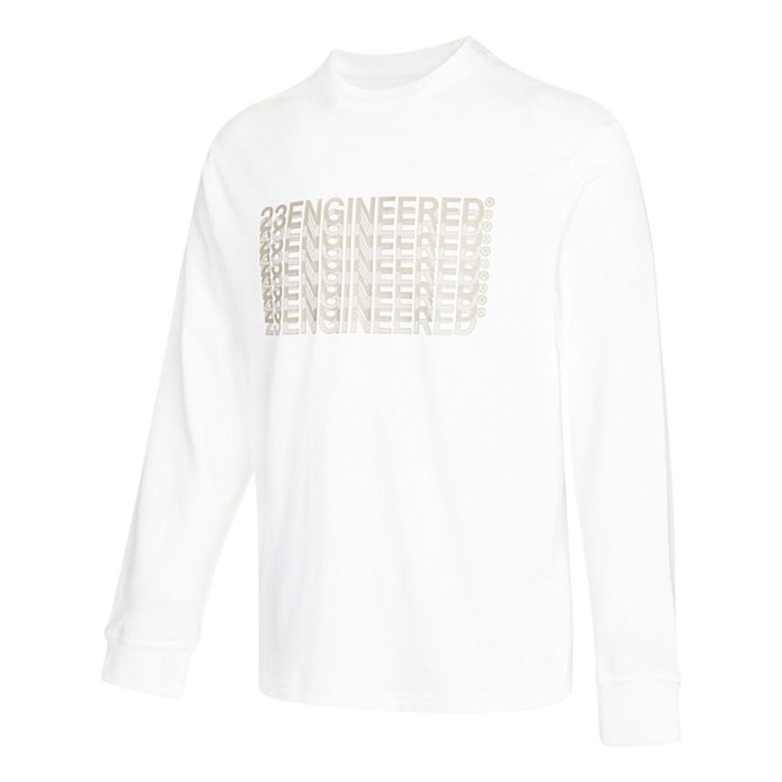 Men's Air Jordan J 23eng Ls Crew Alphabet Printing Sports Round Neck Pullover White DC9768-100