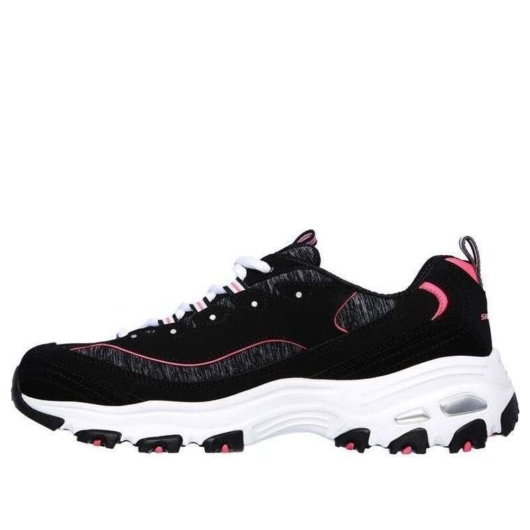 (WMNS) Skechers D'Lites Low-Top Running Shoes Black/Pink 11936-BKHP