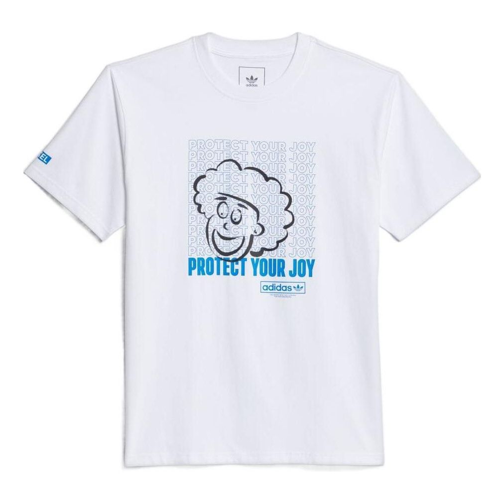 adidas Cartoon Character Pattern Printing Round Neck Short Sleeve Japanese Version White T-Shirt HC0176
