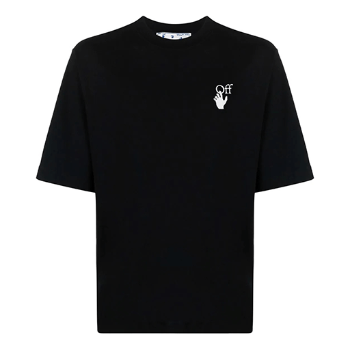 Men's Off-White FW21 Logo Round Neck Short Sleeve Loose Fit Black T-Shirt OMAA119F21JER0081001