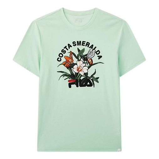FILA Flowers Alphabet Printing Sports Short Sleeve Green F11M028166F-LG