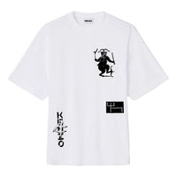 Men's KENZO China Series Logo Printing Pattern Loose Short Sleeve White FB55TS5034SA-01