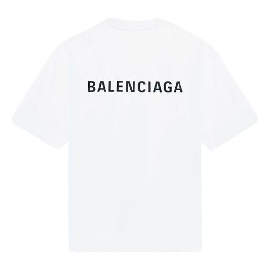 Men's Balenciaga FW21 Logo Printing Retro Short Sleeve 'White' 612966TIVG59040