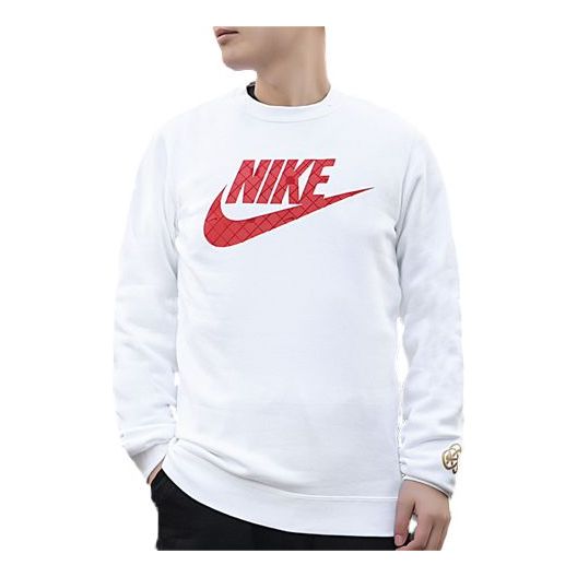 Men's Nike Fleece Lined Stay Warm Sports Round Neck Pullover White DH1390-100