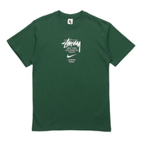 Stussy x Nike Crossover Alphabet Printing Round Neck Short Sleeve US Edition Unisex Green DD3342-341