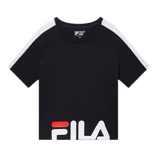 (WMNS) FILA Alphabet Logo Printing Sports Round Neck Short Sleeve Navy Blue F11W928115F-NV