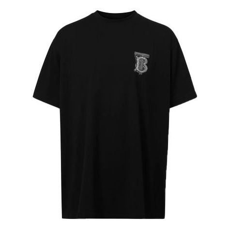 Burberry Monogram Motif Cotton Loose Short Sleeve Unisex Black 80332631