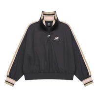 (WMNS) New Balance Half Zip Sweatshirt Asia Sizing 'Black Beige' AWT23561-PHM