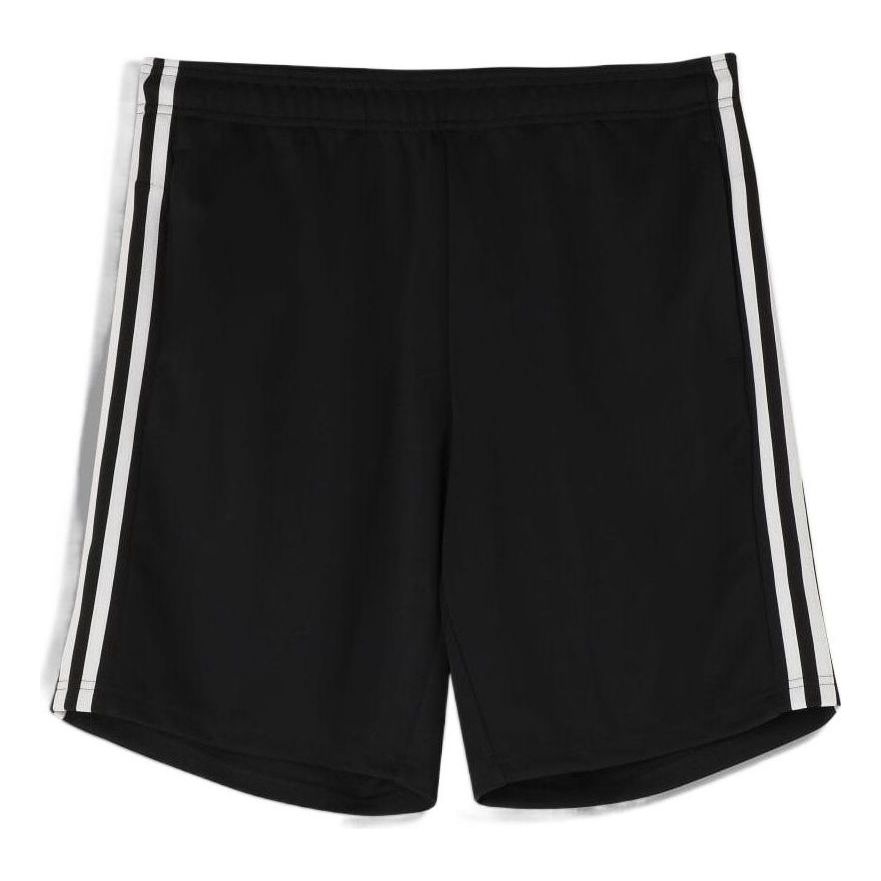 Men's adidas Solid Color Side 3 Stripe Elastic Waistband Sports Shorts Black FM5315